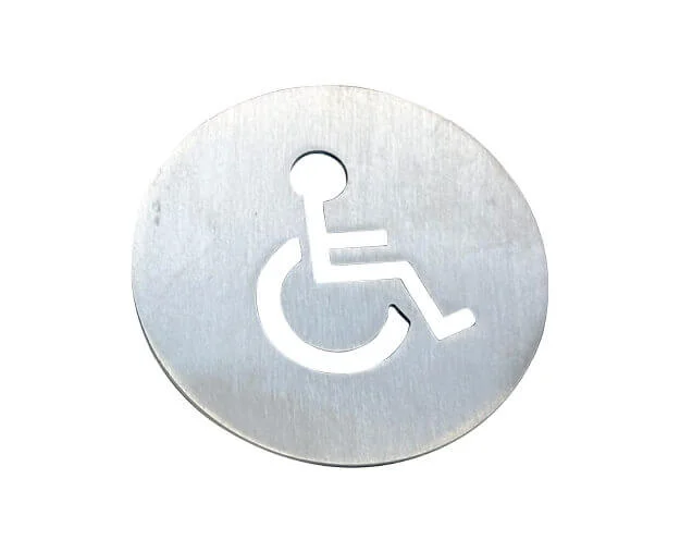 Rótulo circular discapacitado de acero inoxidable – AISI 304