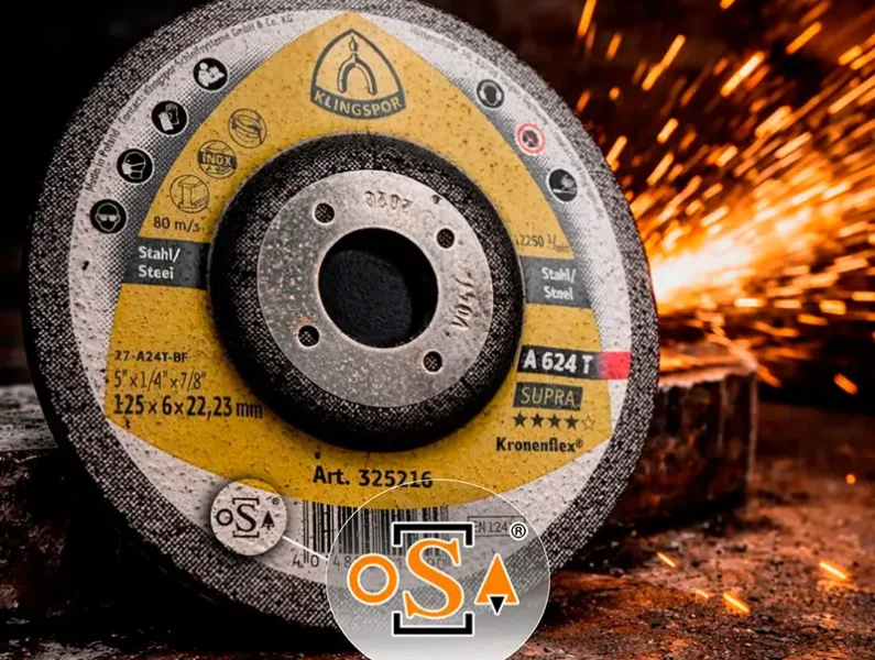 Disco de desbaste Klingspor A 624 T con el sello de certificación oSa